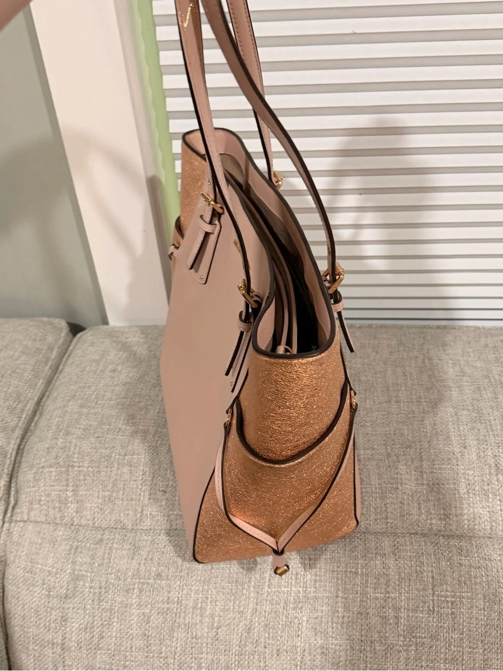 Michael Kors Blush Pink and Rose Gold Tote with Matching Wallet